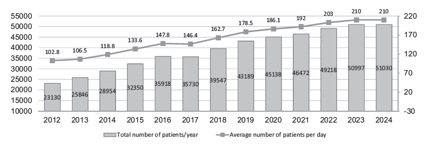 Figure 1. Annual number of patients who received anticancer treatment in the Outpatient Treatment Center