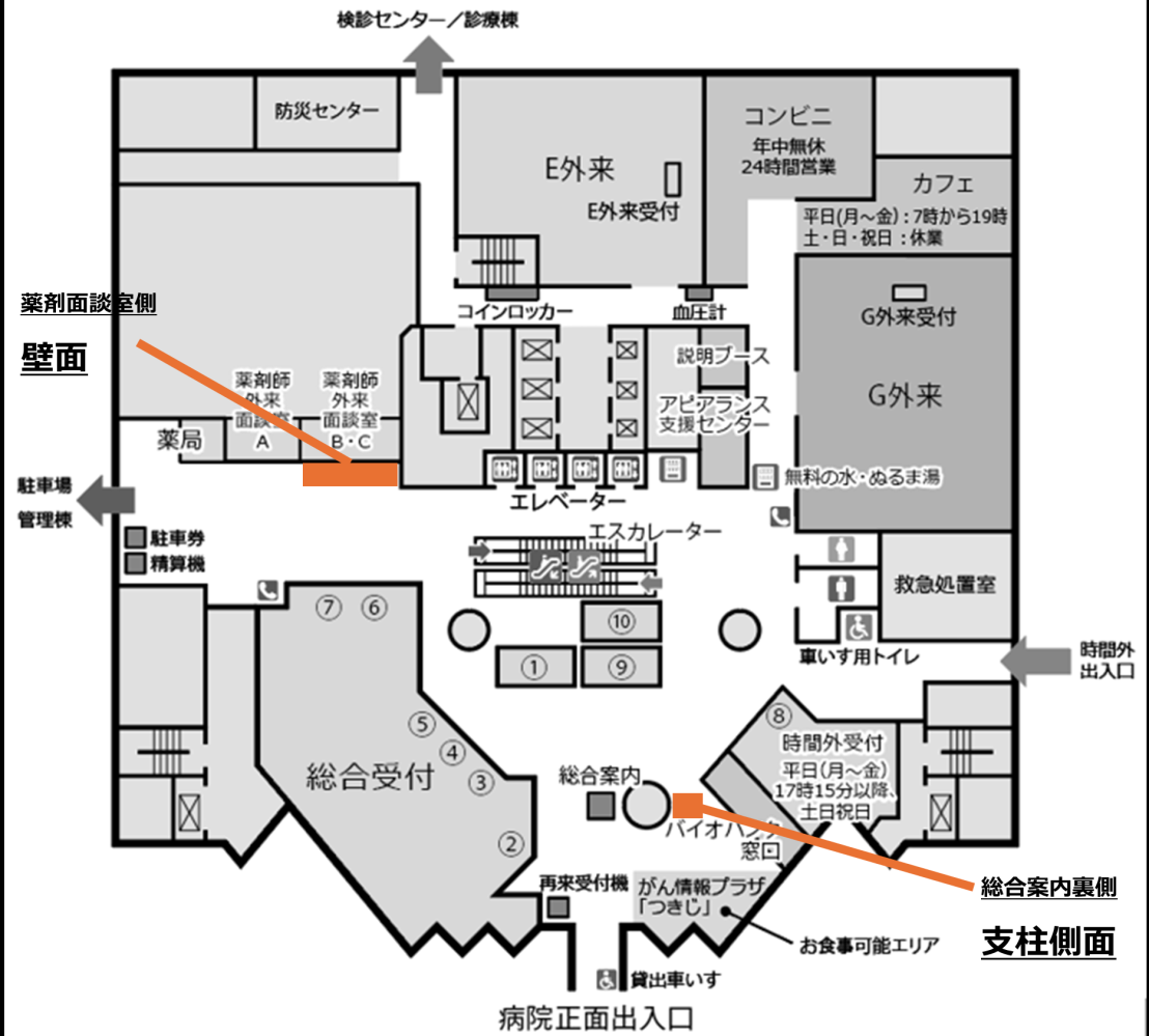 中央病院銘板設置場所地図