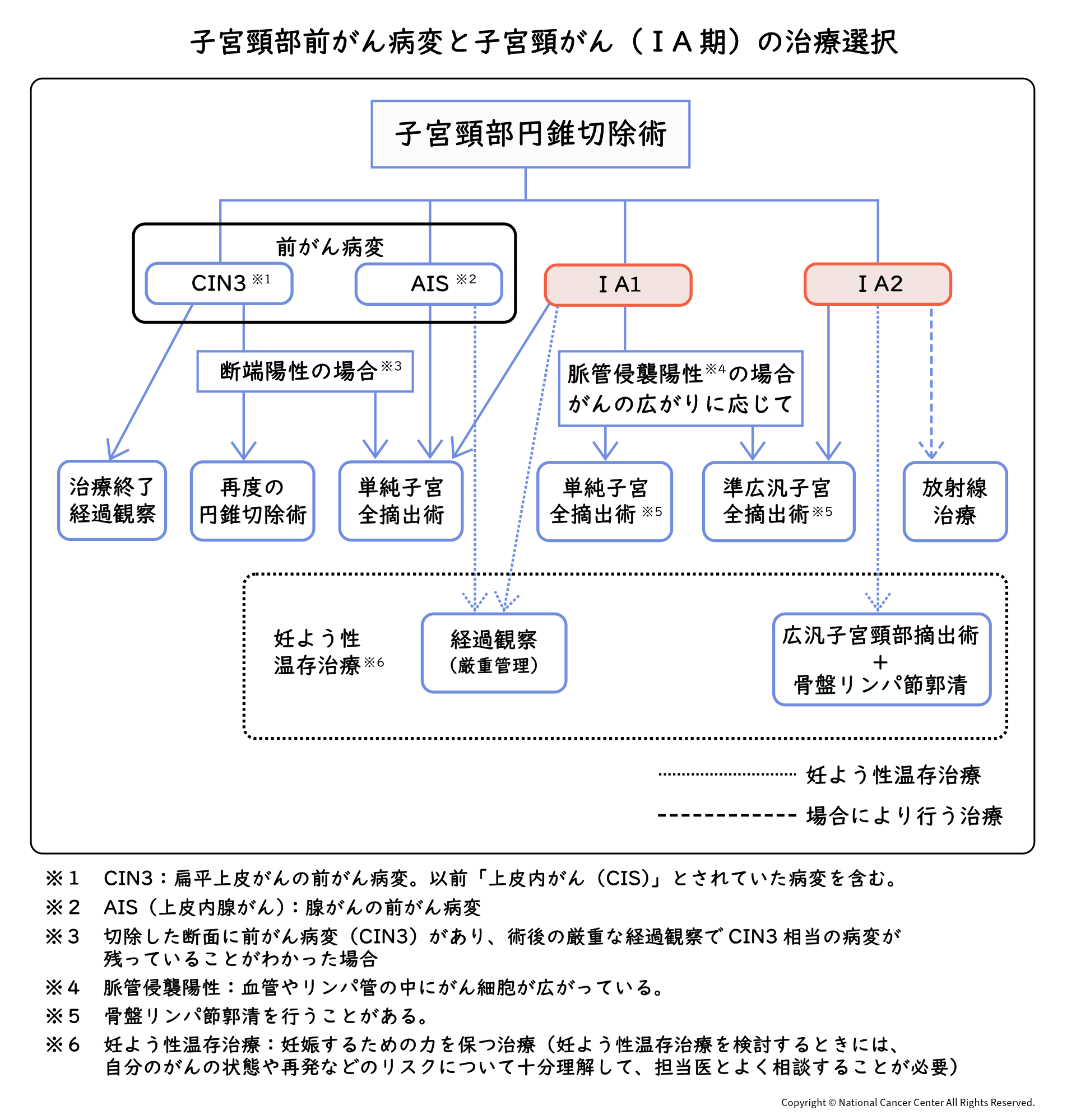 子宮頸がん前がん病変と子宮頸がんの資料選択