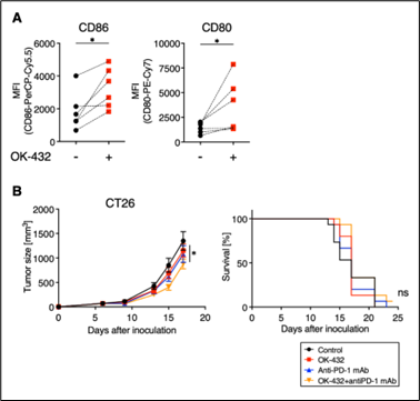 図1　OK-432による共刺激分子の活性化とがん免疫治療に対する抵抗性