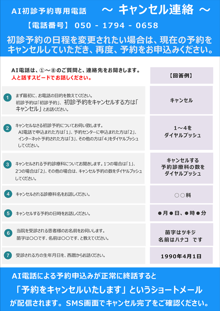 質問事項 キャンセル