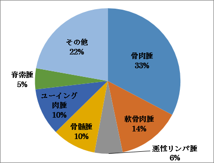 表1 骨に発生する原発性悪性腫瘍の内訳
